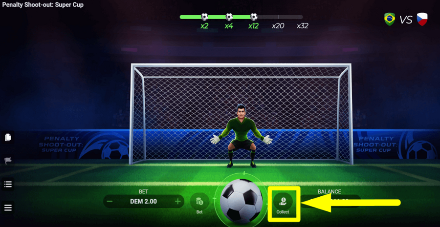Penalty Shoot Out Super Cup Collect Button