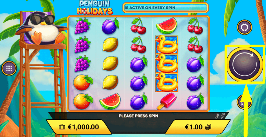 Penguin Holidays Spin Button