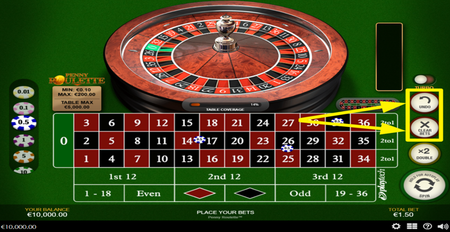 Penny Roulette Undo Clear Bets