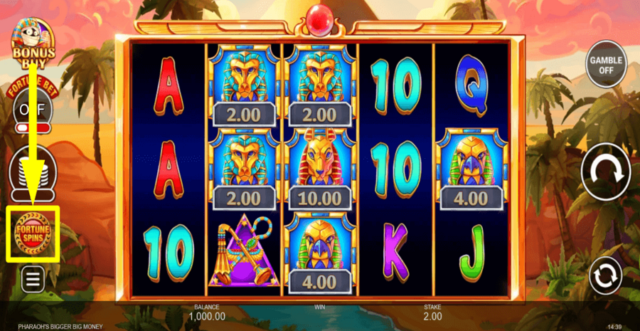 Pharaohs Bigger Big Money Fortune Spins Feature