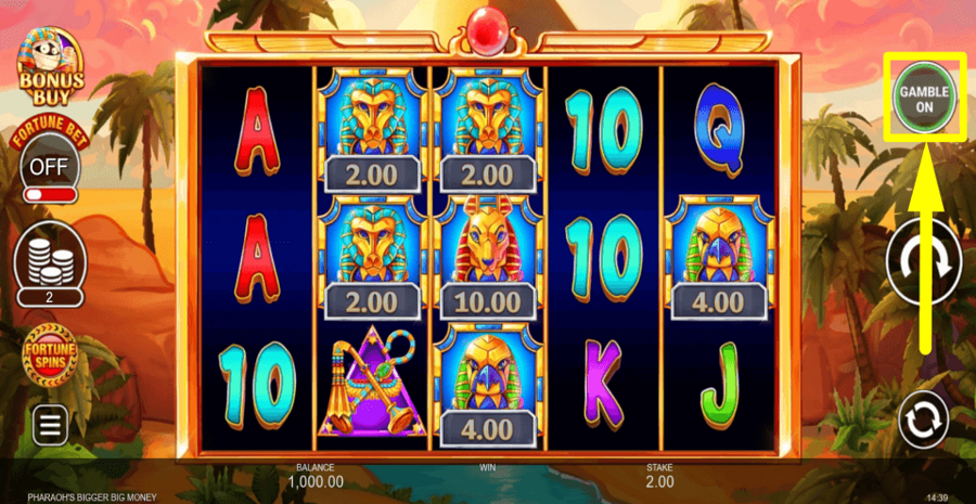 Pharaohs Bigger Big Money Gamble Feature