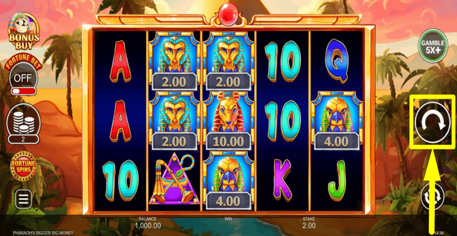 Pharaohs Bigger Big Money Spin Button