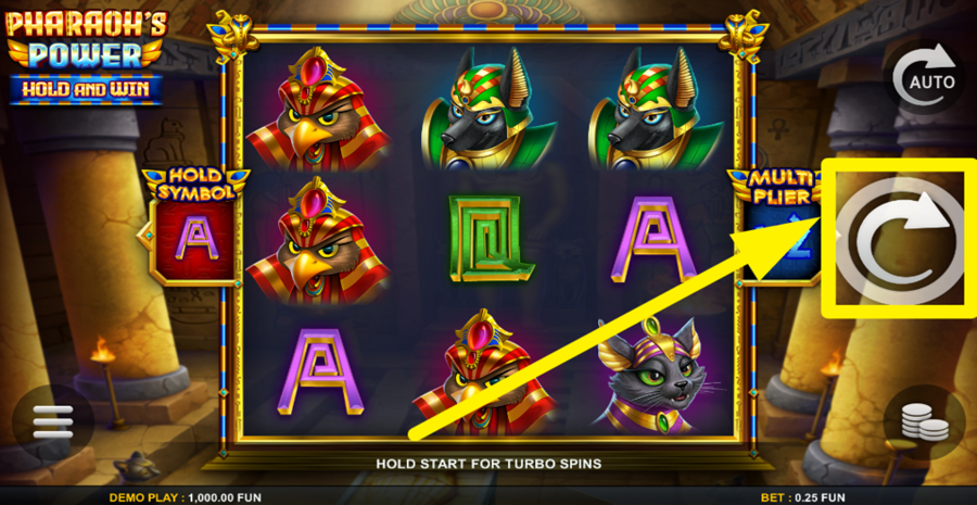 Pharaohs Power Hold And Win Spin Button
