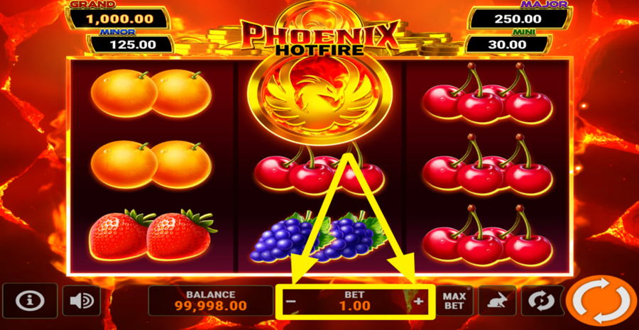 Phoenix Hotfire Hold And Win 3x3 Adjust Bet
