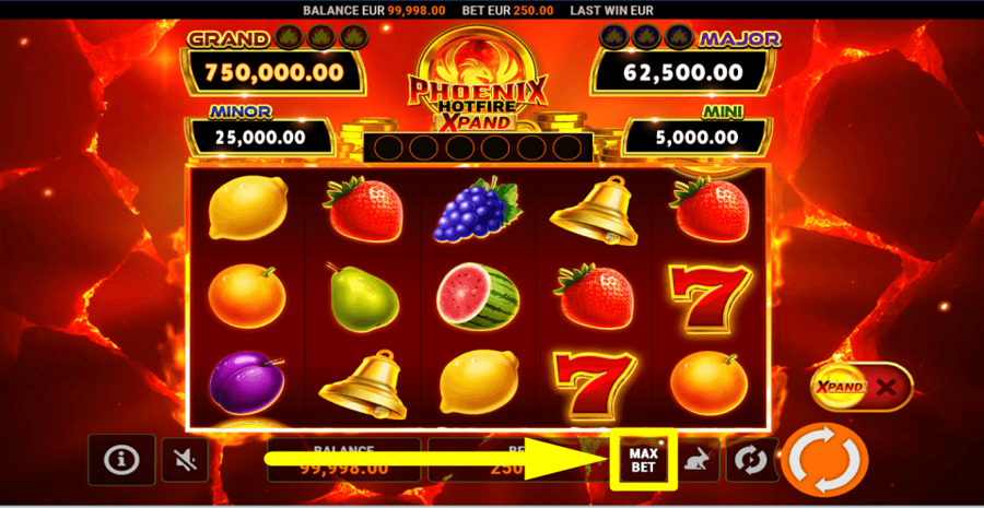 Phoenix Hotfire Xpand Max Bet Button