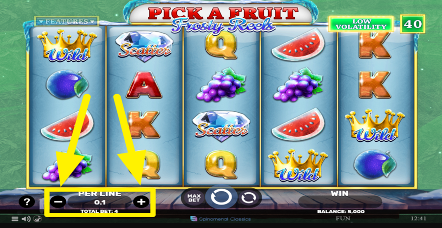 Pick A Fruit Frosty Reels Adjust Bet