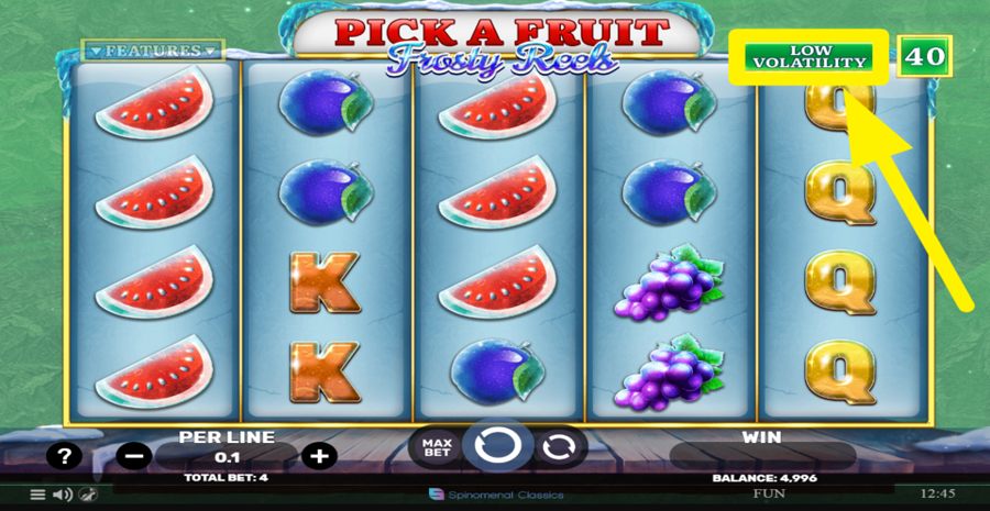 Pick A Fruit Frosty Reels Adjust Volatility