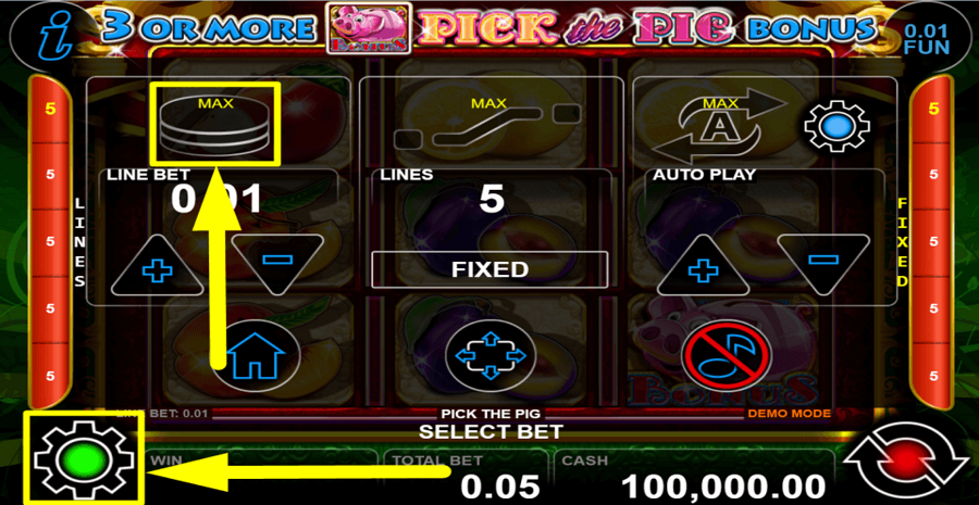 Pick The Pig Max Button