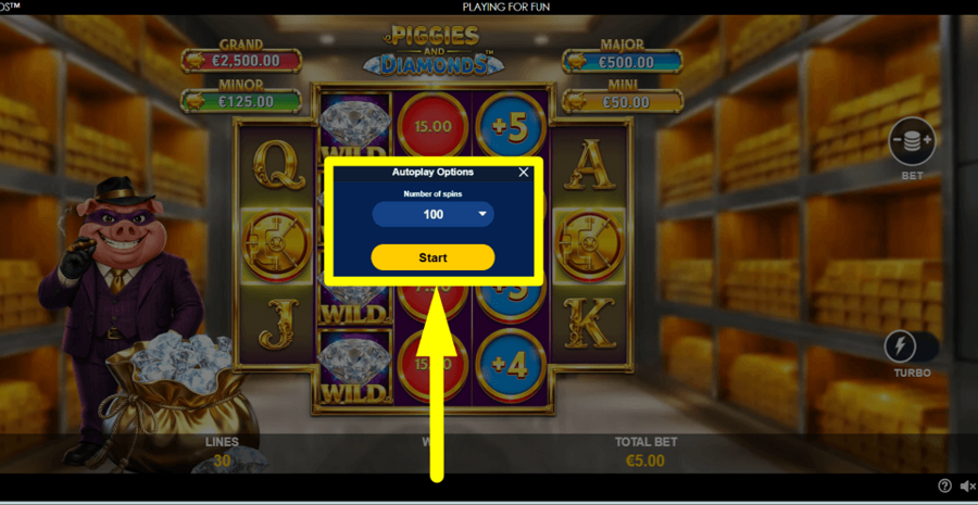 Piggies And Diamonds Autoplay Feature