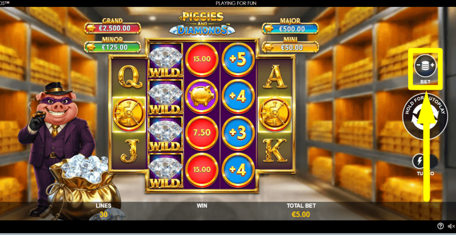 Piggies And Diamonds Bet Value