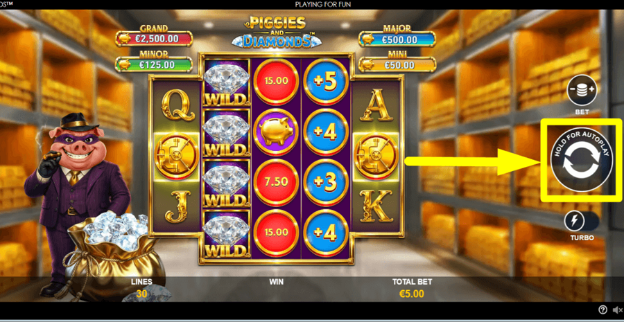 Piggies And Diamonds Spin Button