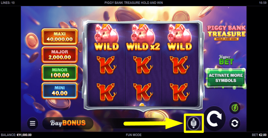 Piggy Bank Treasure Hold And Win Bet Value