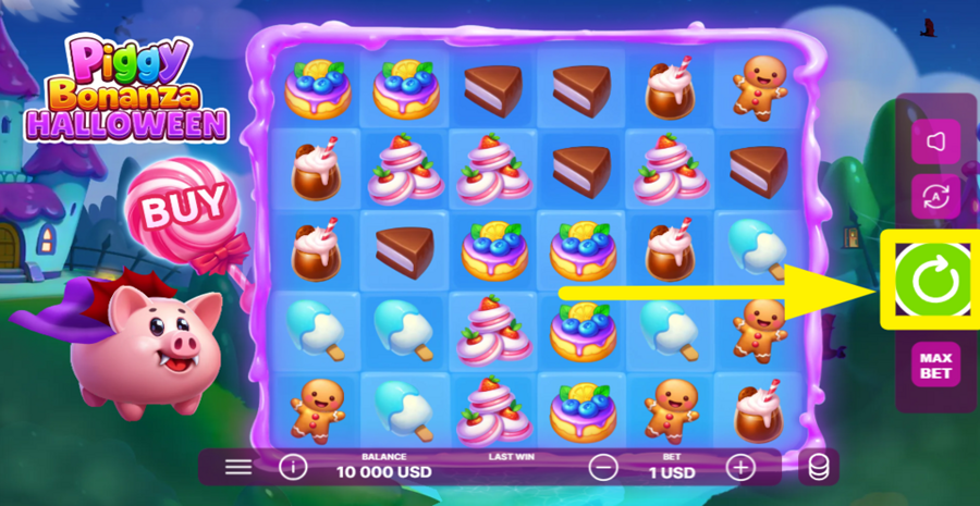 Piggy Bonanza Halloween Spin Button