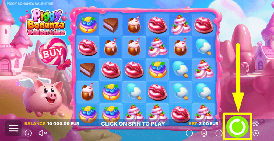 Piggy Bonanza Valentine Spin Button