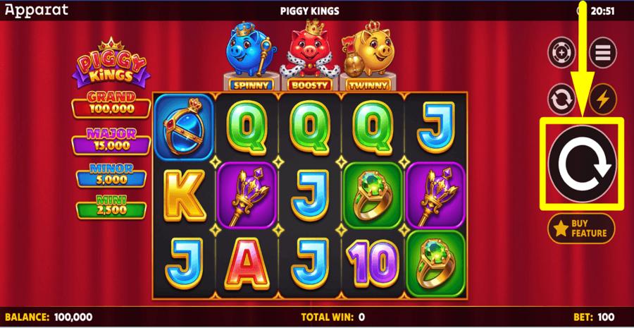 Piggy Kings Spin Button