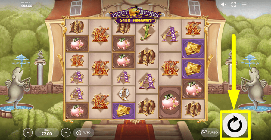 Piggy Riches Megaways Spin Button