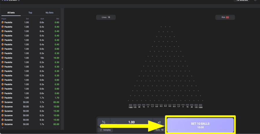 Pin Plinko Bet Button