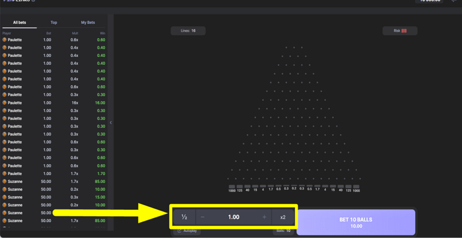 Pin Plinko Bet Value