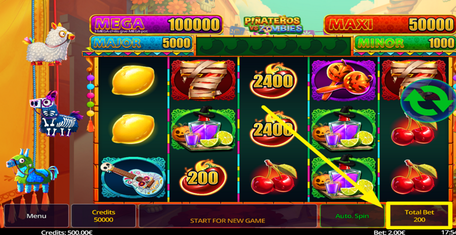 Pinateros Vs Zombies Adjust Bet