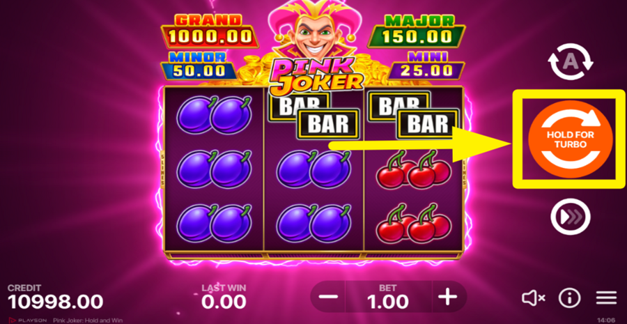 Pink Joker Hold And Win Spin Button