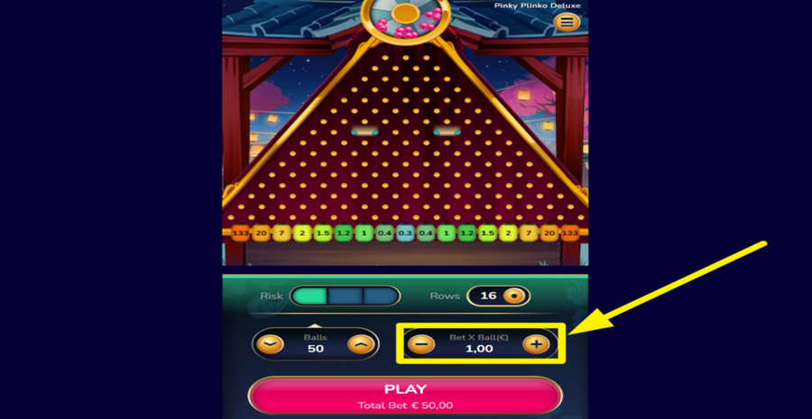 Pinky Plinko Deluxe Adjust Bet