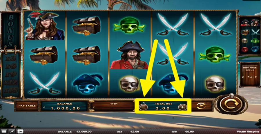 Pirate Respins Adjust Bet