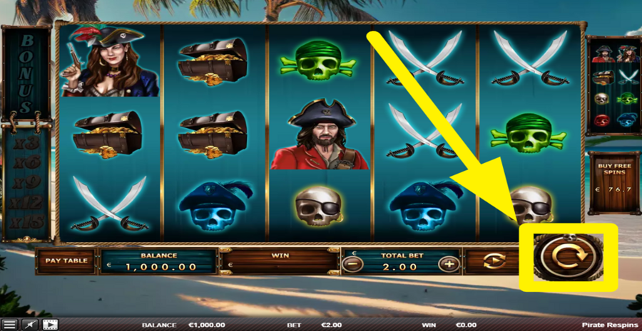 Pirate Respins Spin Button
