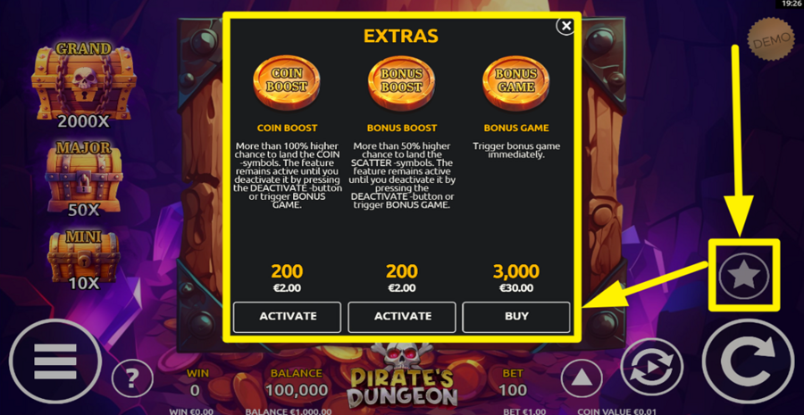 Pirates Dungeon Buy Extras