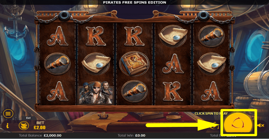 Pirates Free Spins Edition Spin Button