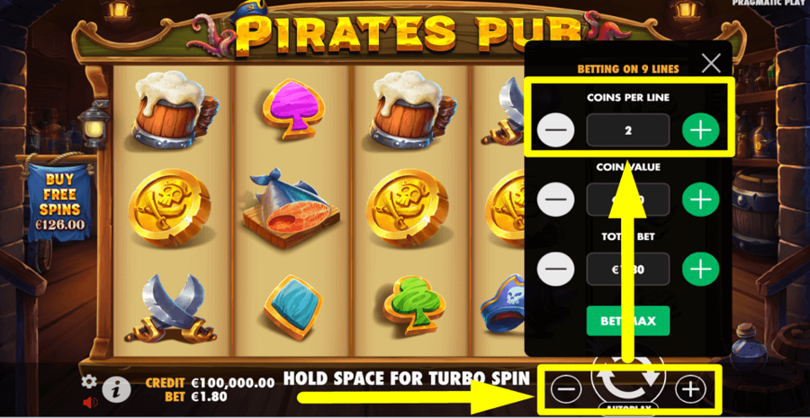 Pirates Pub Coins Per Line Value