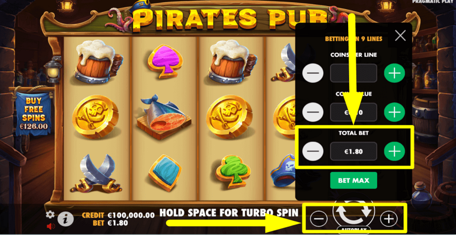 Pirates Pub Total Bet Value
