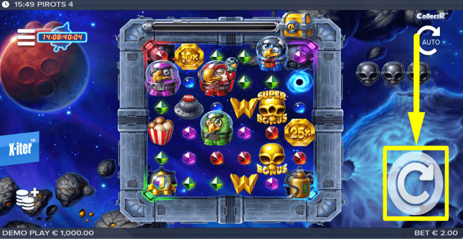 Pirots 4 Spin Button