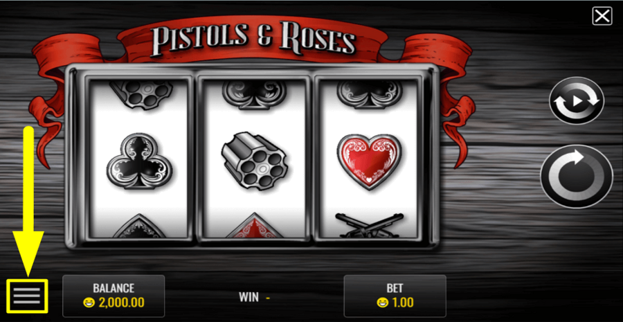 Pistols And Roses Game Menu