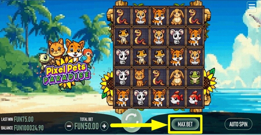 Pixel Pets Paradise Max Bet Button
