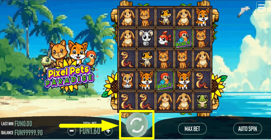 Pixel Pets Paradise Spin Button
