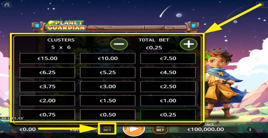 Planet Guardian Adjust Bet
