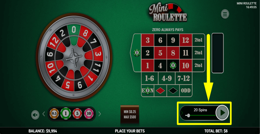 Platipus Gaming Mini Roulette Autoplay Feature