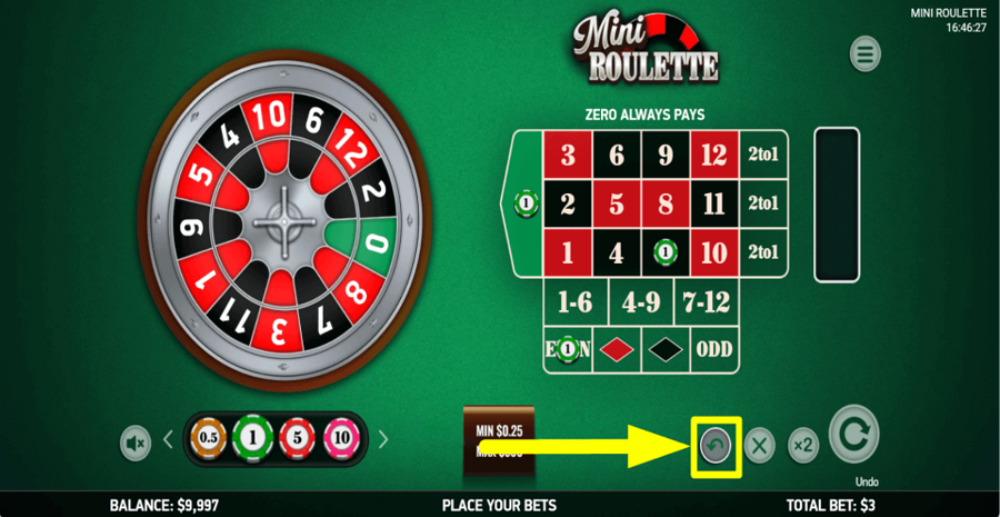 Platipus Gaming Mini Roulette Undo Button