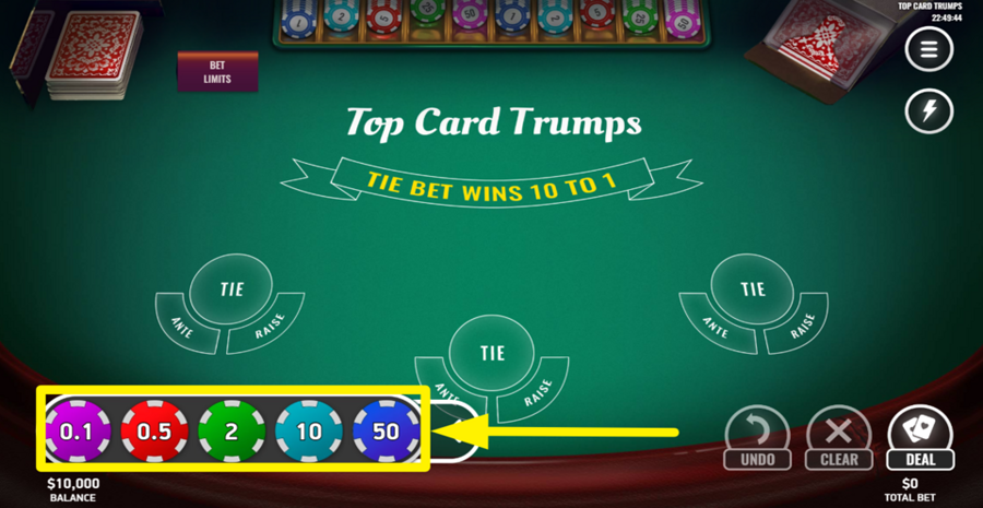 Platipus Gaming Top Card Trumps Adjust Bet