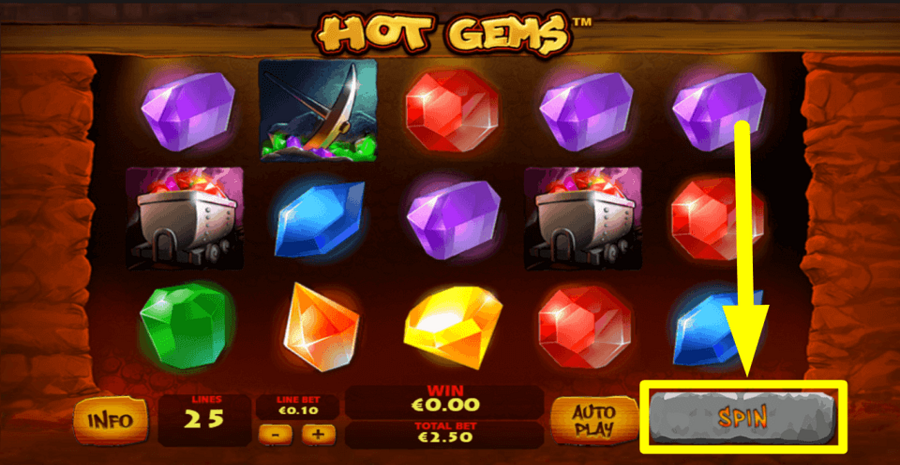 Playtech Hot Gems Spin Button