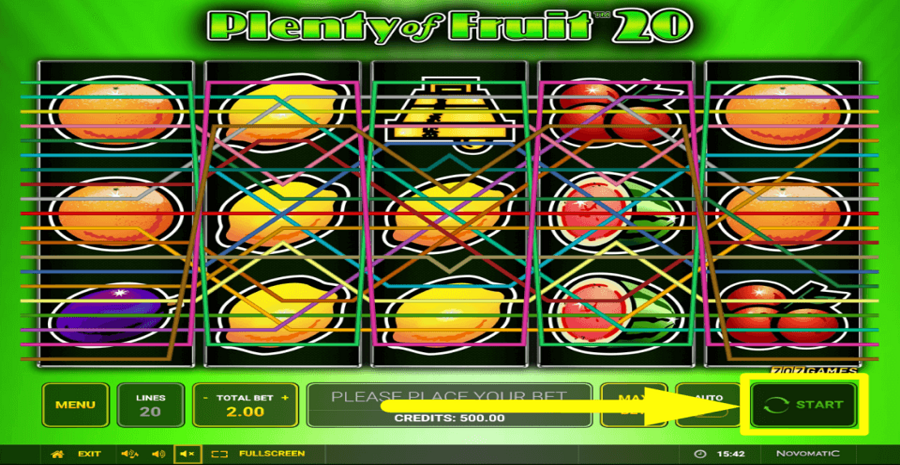 Plenty Of Fruit 20 Start Button