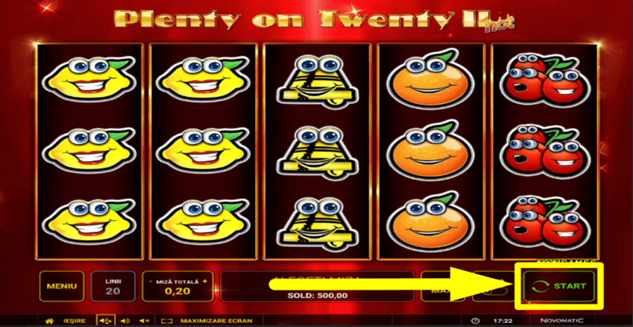 Plenty On Twenty 2 Hot Start Button