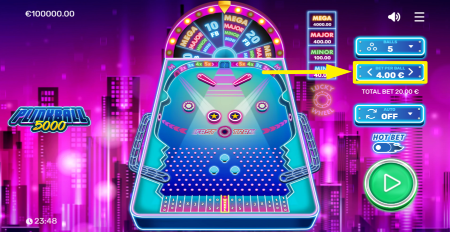 Plinkball 5000 Adjust Bet
