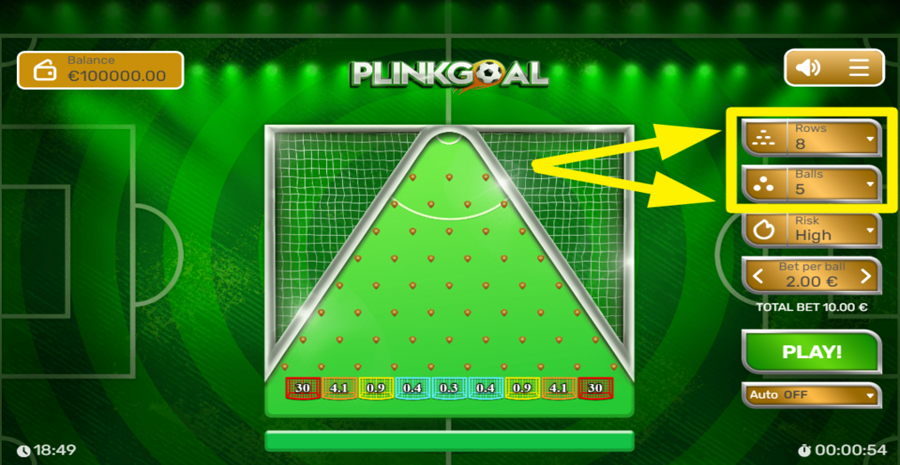 Plinkgoal Rows Balls Adjust