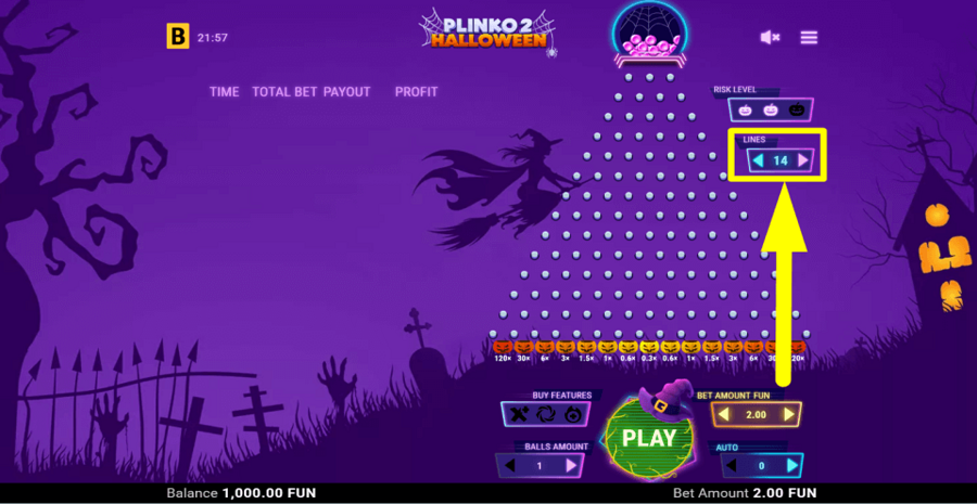Plinko 2 Halloween Adjustable Paylines