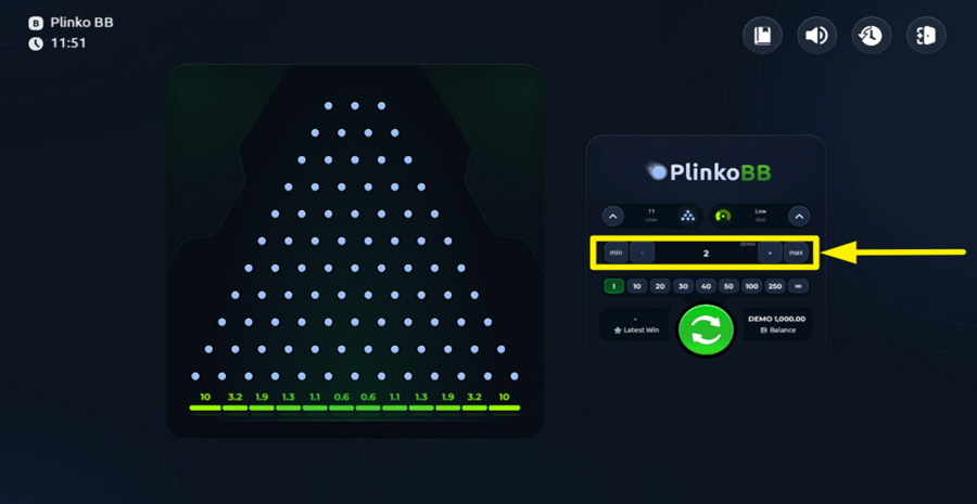 Plinko Bb Adjust Bet