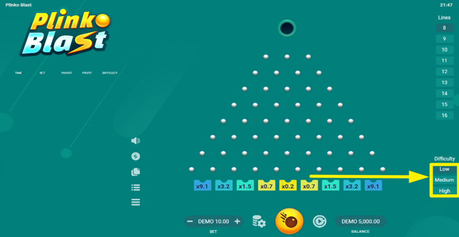 Plinko Blast Set Difficulty