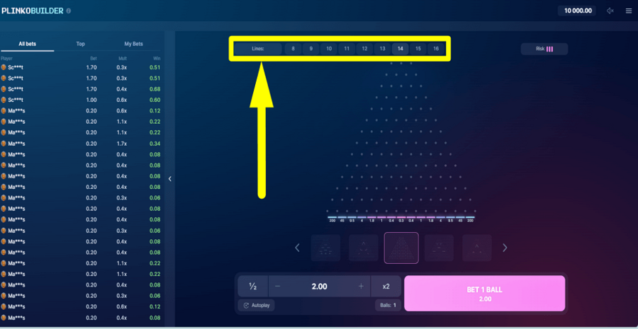 Plinko Builder Adjustable Paylines