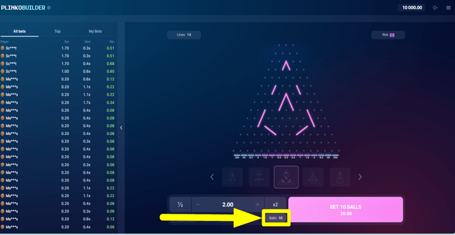 Plinko Builder Balls Value