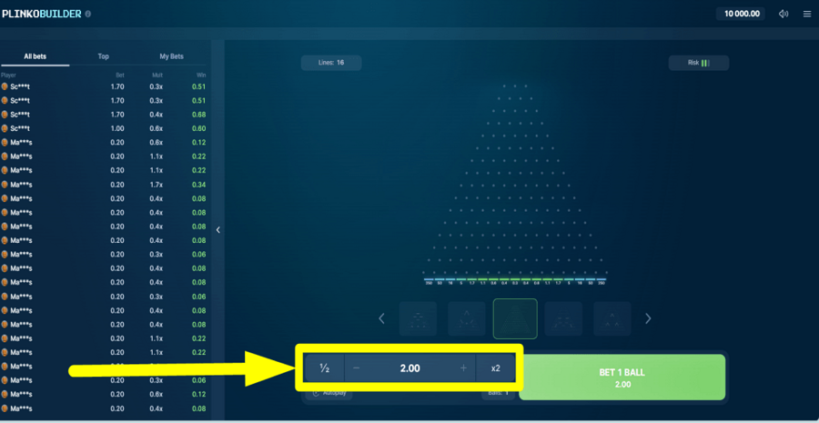 Plinko Builder Bet Value